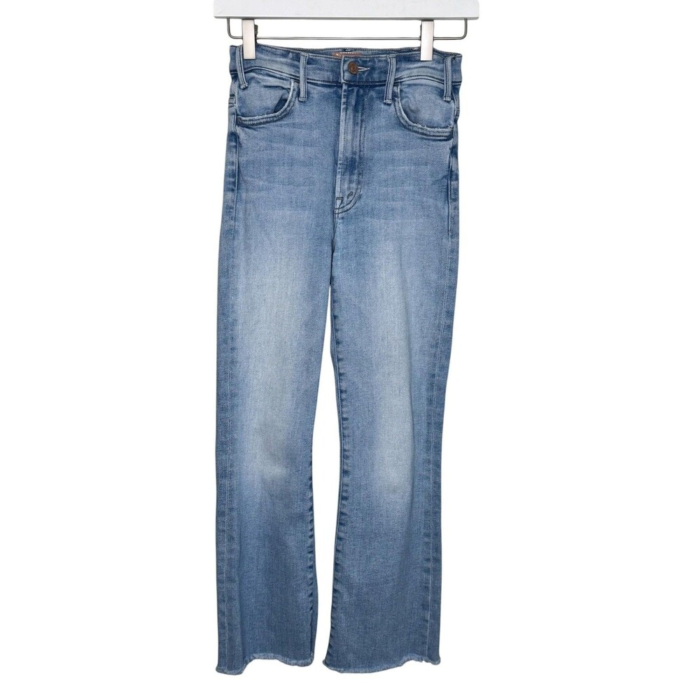 Mother Jeans Womens 24 The Hustler Ankle Fray Blue Bootcut Crop Raw Hem Denim
